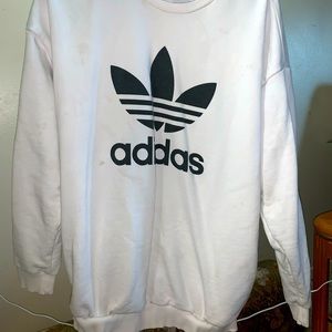 Oversized White + Black Trefoil Adidas Sweater